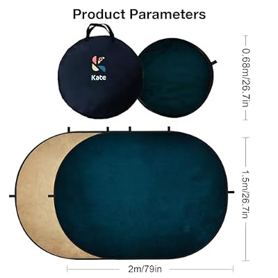 Kate 5x6.5ft Collapsible Backdrop Pop Up Backdrops,Double Sided Blue Screen and Beige Screen,2 in 1 Collapsible and Reversible Background for Photography, YouTube Videos, and Live Streaming.