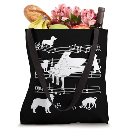 Bolso tote para pianistas: diseño de perro tocando piano de cola miniatura 4