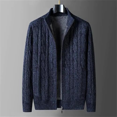 Kelsiop Men's Casual Fall Winter Knitted Stand Collar Cardigan Sweater Zipper Warm Long Sleeve Outerwear2
