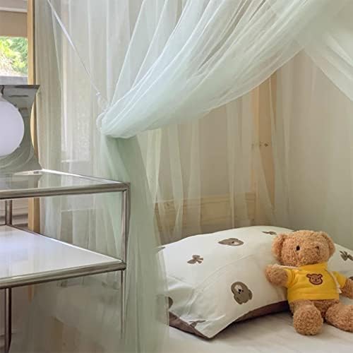 Students Dorm Bunk Mosquito Net 4 Corner Post Bed Canopy Netting Bed Curtains for Teen Student Dormitory School College Indoor Outdoor (Light Green, Twin)