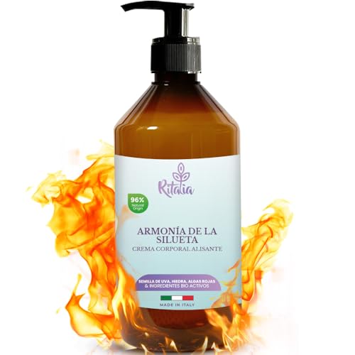 Ritalia® Crema anticelulitica reafirmante grande 500ml ingredientes BIO accion potente intensiva reductora celulitis abdomen reafirmante muslos y gluteos Apto despues radiofrecuencia corporal