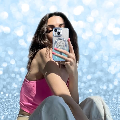 Image of ZIYE Magnetic Case Designed for iPhone 13 Glitter Case-Blue