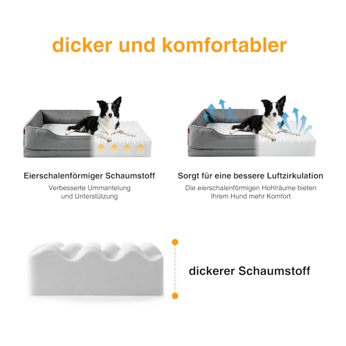 Zedelmaier Orthopädisches Hundebett für mittelgroße & Grosse Hunde, kratzfestes Hundekorb, Dicker Hundekissen, Hundekörbchen waschbar, ergonomisches Hundesofa mit abnehmbarem Bezug, 76×56×24 cm