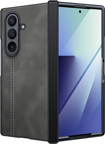 Coque Samsung Galaxy Z Fold 7 NINKI avec protection charnière et écran intégré en cuir PU noir