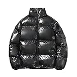Dmmtot Chaquetas acolchadas para hombre, chaquetas acolchadas cálidas de invierno, chaquetas acolchadas con cremallera completa, chaquetas de plumón grueso, chaquetas de lujo con bolsillos para