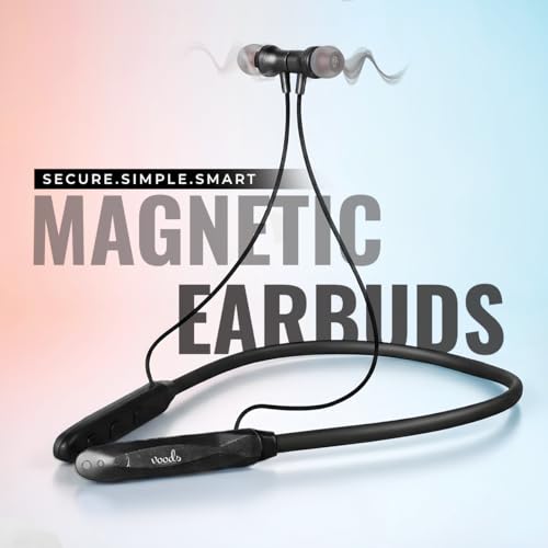 Image of Voods Nova Plus Wireless Neckband Bluetooth Earphones, 30H Playtime, Bluetooth 5.4, 10mm Deep Bass Drivers, Magnetic Earbuds, Dual Device Pairing, Type-C Fast Charging, IPX5 Water Resistant (Black)