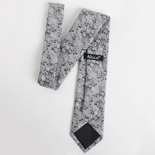 Image of Alizeal Mens 3.15'' Light Color Rustic Tie Handkerchief | with Flower Printed Handkerchief for Wedding Business Daily Wear