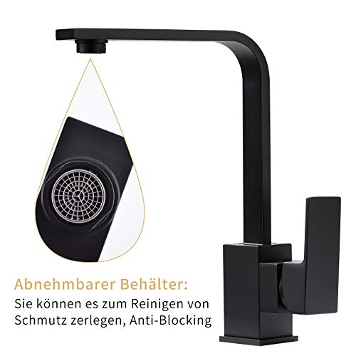 AIMADI Wasserhahn Küche Mischbatterie küchenarmatur Küchenspüle 360° drehbar Armatur spülbecken Spültischarmatur Schwarz - Image 3