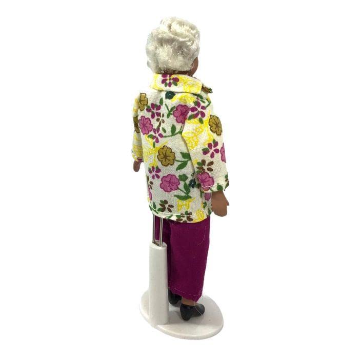 Casa Delle Bambole Miniatura Nonna In Porcellana – Abiti In Tessuto, Scala 1:12, Altezza 14,5 Cm Con Supporto - 2