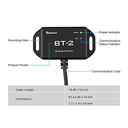 Renogy BT-2 Bluetooth Module RJ45 Communication Port Wirelessly Monitor and Adjust Compatible Renogy Solar Charge Controllers, Smart Lithium Batteries, Inverters, and DC-DC MPPT Battery Chargers,Black - image 7