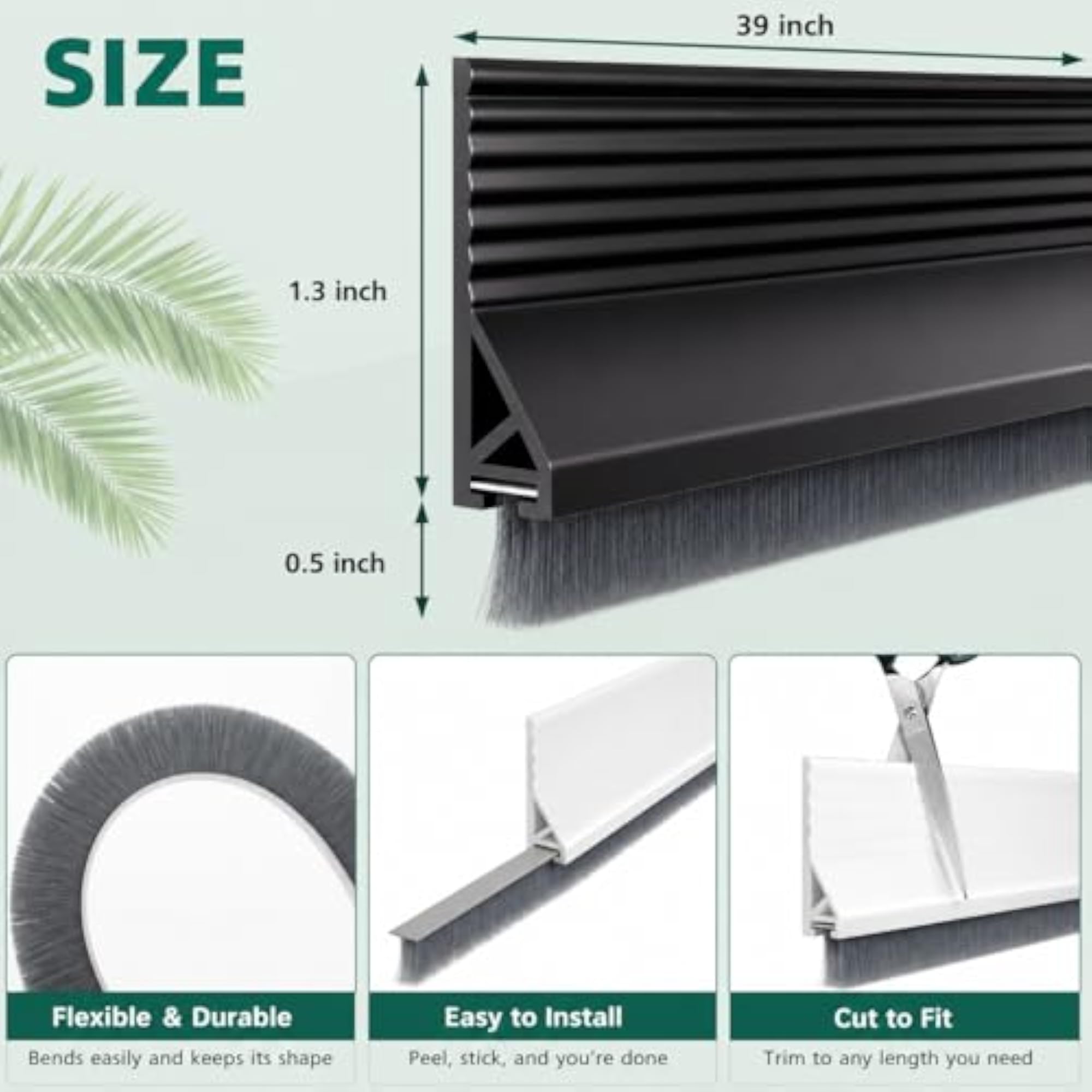 Door Stopper with Brush, 39" Adjustable Weatherproof Seal