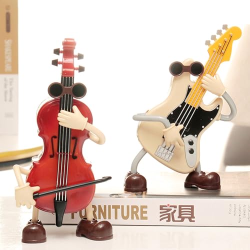 Music Box - Mini réplica de instrumento, violín y guitarra de dibujos animados creativos con diseño dinámico para niños, perfecto para los amantes de la música rock