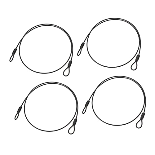 Healifty 4pcs Wire Rope Mini Tape Dispenser Trellis Looped Cords Fasteners Multi-Function Wires Telescoping Pole Chain Link Gate Cables Multipurpose Hanging Wires Stainless Steel Black