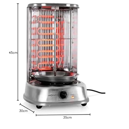 oneConcept Kebap Master - Dönergrill, Hähnchengrill, Gyrosgrill, Vertikalgrill, Drehgrill mit Drehspieß, Elektro-/ Tischgrill für zu hause, max. Leistung: 1800 W, 360° Hitzeverteilung, silber – Bild 8