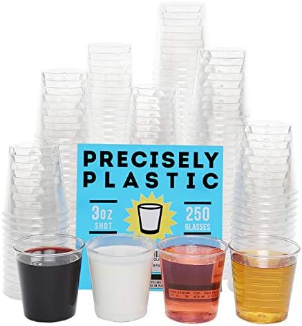250 Shot Glasses Premium 3oz Clear Plastic Disposable Cups, Perfect Container for Jello Shots, Condiments, Tasting, Sauce, Dipping, Samples