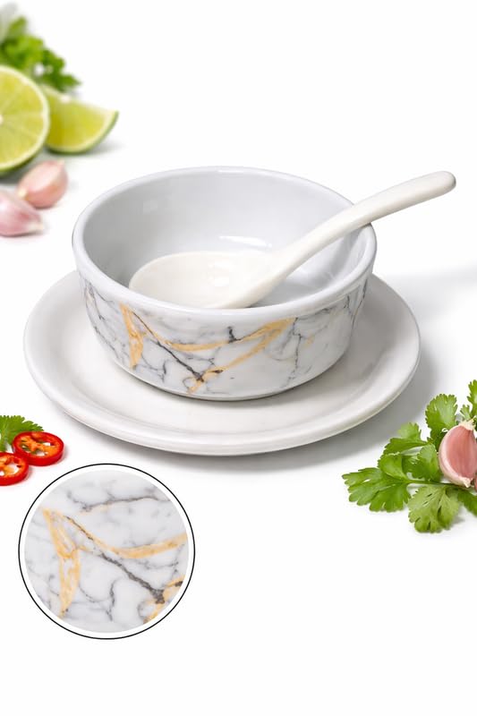 Image of Ariya Melamine French Soup Bowl Set Black Gold Harmony Collection Set of 4