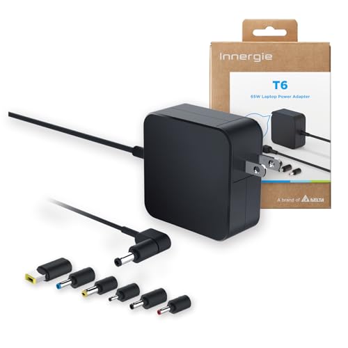 Innergie Adaptador de corriente para portátil de 65U de 65 W, compatible con portátiles Acer/MSI/ASUS/ROG/Lenovo/HP y más – Cable integrado de 2,3 m, certificado UL e IEC 62368-1