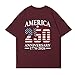 Women Short Sleeve Casual Loose Shirts Round Neck Independence Day Tops 4th of July 250 Anniversary Printed Blouse