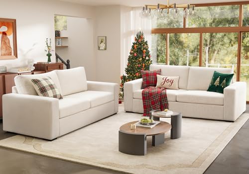 ELUCHANG 85 Modern 3‑Seater Sofa with Detachable Cover (Beige)