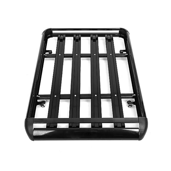 Holdfiturn Roof Rack Basket Tray Luggage Cargo Carrier with Bars & Wind Fairing Rooftop Luggage Holder Aluminium 127Cm for Car SUV Truck