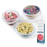 Stasher Silicone Stretch Lids, 3-Pack Large, Food Covers for Bowls, Jars, Cups, Microwave, Dishwasher, Oven Safe, Silicone Lids for Food Storage, Eco Friendly, Food Safe Silicone, 9', Clear
