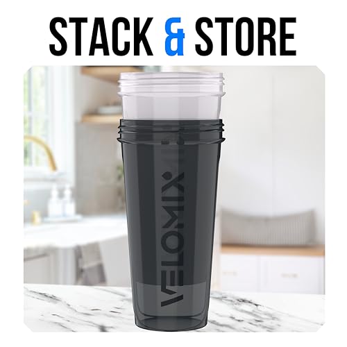 Image of VELOMIX -2 Pack- 28 oz Protein Shaker Bottles for Protein Mixes - 2x Wire Whisk | Leak Proof Shaker Cups for Protein Shakes and Pre Workout | Protein Shaker Bottle Pack (D4) Polar Contrast
