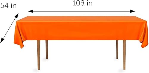 Miniatura 5 de DecorRack Paquete de 4 manteles rectangulares, plástico sin BPA, 54 x 108 pulgadas, mantel para mesa de comedor, naranja (paquete de 4)