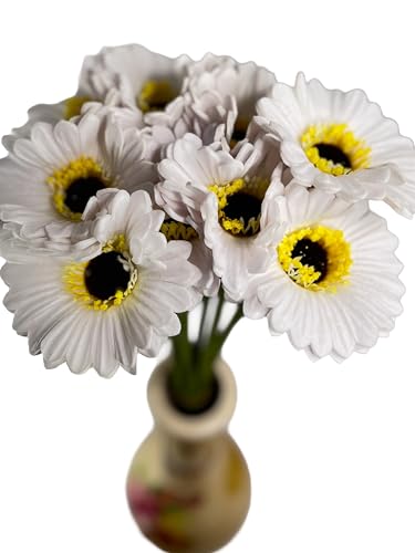 Image of Artificial Gerbera Flower Sticks (Pack of 5) for Home Decor | Realistic Faux Flowers for Vases | Wedding, Office, Living Room & Party Decoration | Long-Lasting, Washable & Reusable
