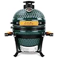 London Sunshine 13-Inch Ceramic Kamado Grill, Waterproof Vent Cap, Green