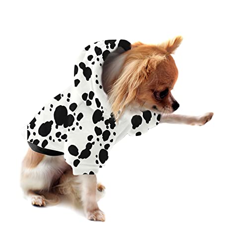 Fashion Pet Tiny Dog Hoodies, Animal Dalmatian Print Puppy Winter Clothes Girl Pet Jacket Cat Hoodie Outfits Pullover Doggie Sweatshirt S
