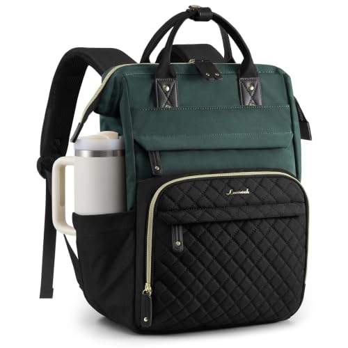 Image of LOVEVOOK Laptop Backpack Women Quilted Teacher Nurse Work Backpack Purse | Large Cup Holder, Professional Waterproof Travel Backpack, Urban Computer Bag Casual Daypack for College Business Office Gift
