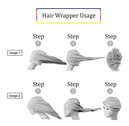 Image of Urbane Home Hair Wrapper|Hair-Drying Bathrobe Turban Towel|Stretchy Microfiber Quick Absorbent Hair Dry Salon Towel,Pack of 2 (White)