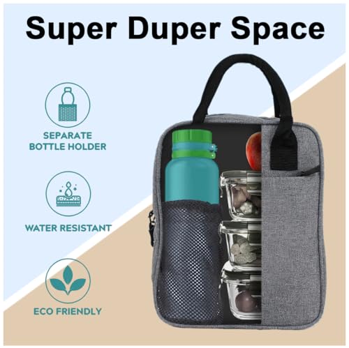 Image of Zaib Insulated Lunch /Tiffin /Travel /Storage Bag | Leakproof Keeps Hot and Cold | Unisex Lunch Box Bag for Kids, Office, Picnic, School (Canvas Grey)