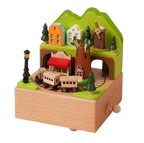 Image of AUGEN Exclusive Music Box Musical Boxes Carousel Children's Boutique Wooden Men and Women Birthday Creative Christmas Valentine's Day Gift Home Decoration (1086F2)