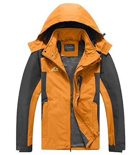 Image of Men's Rain Jacket Waterproof with Hooded Hiking Outdoor Coat Lightweight Windbreaker