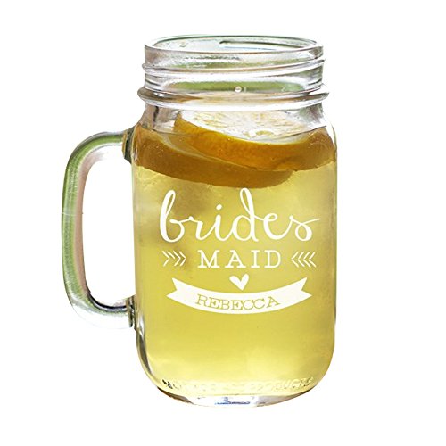 GiftsForYouNow Wedding Party Engraved Mason Jar, Bridesmaid