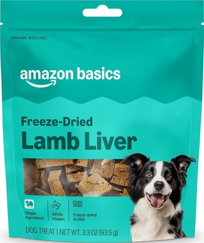 Amazon Basics Freeze-Dried Raw Single Ingredient Dog Treats, Lamb Liver, High Protein, Healthy...