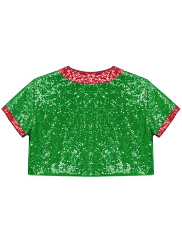 Hedmy Kids Boys Girls Christmas Clothes Xmas Party Jacket Coat Shiny Sequined Crop Tops Performance Clothes4