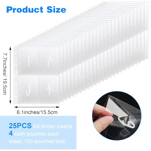 25 Stück 100 Envelope Saving Challenge Chanlleng Binder Ordner A5 Geld Sparen Challenge Buch Budget Planner Zubehör Beginner Budget Sparchallenge Budgetplaner A5 Planereinlagen Für Bargeldfüllung