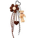 ZACAGO Teddy Bear Bag Charm Bear Keychain Cute Brown Leather Bag Charm Pendant, Gift for Girls, Backpack Purse Accessories