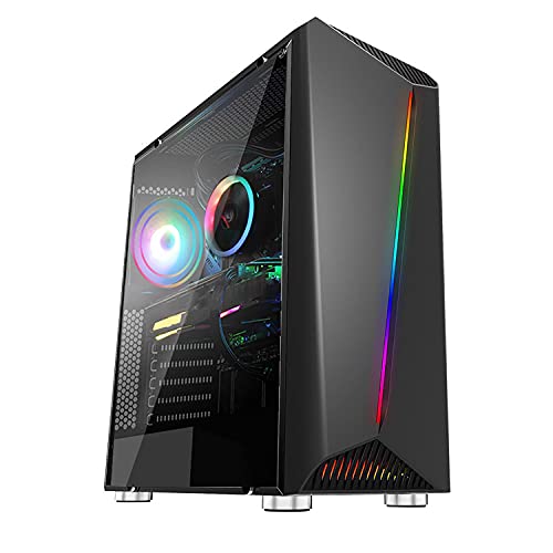 Ssrotho Gaming Desktop Windows 10 Professional Business PC Tower Computer, Intel Quad-Core i5 3.2Ghz, 8GB RAM, 1TB HDD, GeForce GT 730, WiFi Adapter, GeForce GT 730 2GB, Tempered Glass Case