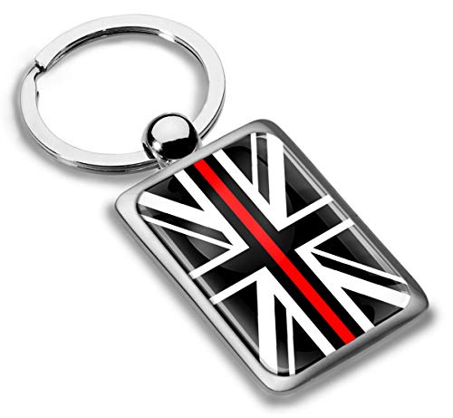Biomar Labs® Portachiavi 3D in Metallo con Bandiera del Regno Unito UK Thin Red Line Union Jack, Regalo per Donna, Uomo KK 239