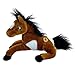 WHL Peluche de Caballo Tumbado, Marrón, Negro, Marrón con Blanco, 30cm (12"), Calidad Súper Soft (48692-MARRÓN/BLANCO)