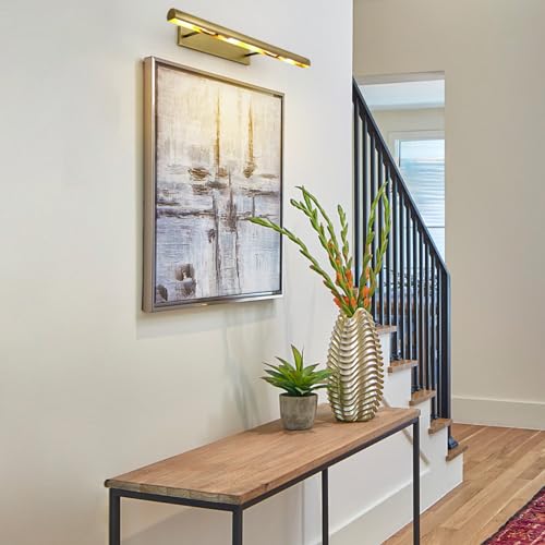 Brass Picture Light, 30inch Picture Lights for Wall, Hardwired Wall Lights for Picture, Large Wall Picture Light, Dimmable Picture Lights, Art Light for Painting Display Artwork Portrait