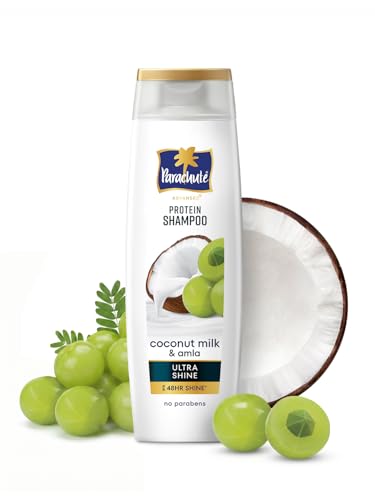 Image of Parachute Advansed Protein Shampoo with Coconut Milk & Amla | Up to 48 hr Shine | Ultra Shine | Protein Lock Technology | Paraben free | For Men & Women | 340ml