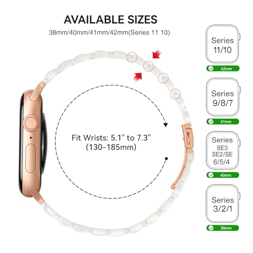 Image of Bestig Resin Band Compatible with Apple Watch Bands for Women 40mm 38mm 41mm 42mm(Series 11 10), Lightweight Waterproof Strap for iWatch Series 10 9 8 7 6 5 4 3 2 1 SE Men(Rainbow)