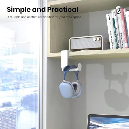 Image of OIVO INDIA 360 Rotating Headset Hanger Holder, Adjustable Gaming Headphone Stand Hook Under Desk Mount Clamp with Cable Organizer Clip Compatible with PlayStation, Xbox, PC, Nintendo Switch (White)