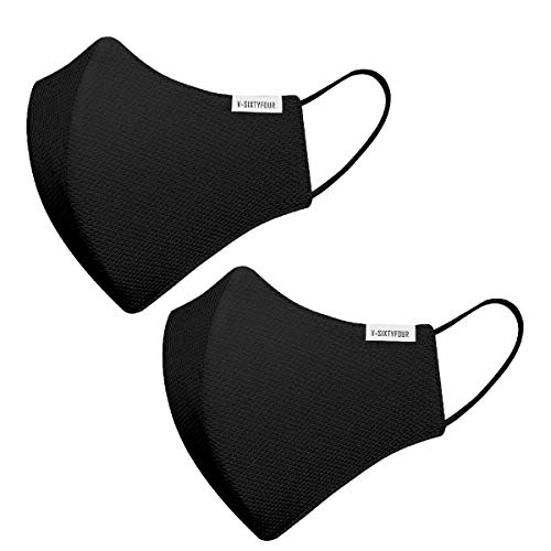 Cloth face mask, reusable, non-medical grade. 3 layers. Pack of 2 masks. Comfort and breathable. Made in Vietnam. (XL - For Adults, Black)