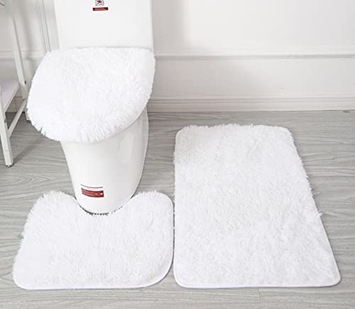 Weiche Mikrofaser Badezimmerteppich-Set, 3-teilig, Badematte + Konturmatte + Toilettensitzbezug, rutschfeste…