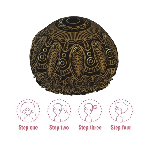 Mzerse MNA2SAJ1-#40IGT3WJBZL23IP6BX Shower Cap - Double Layer Waterproof Shower Caps Compatible With Colorful Mandala Art Flower Tie Dye thumb #5